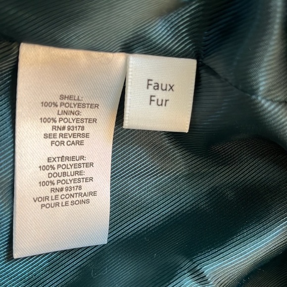 Tahari Dark Green Faux Fur Shearling Teddy Coat - Picture 9 of 13
